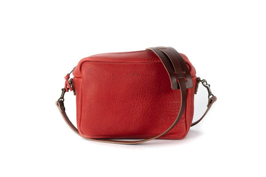 SARAH LEATHER CROSSBODY - LARGE - CRIMSON