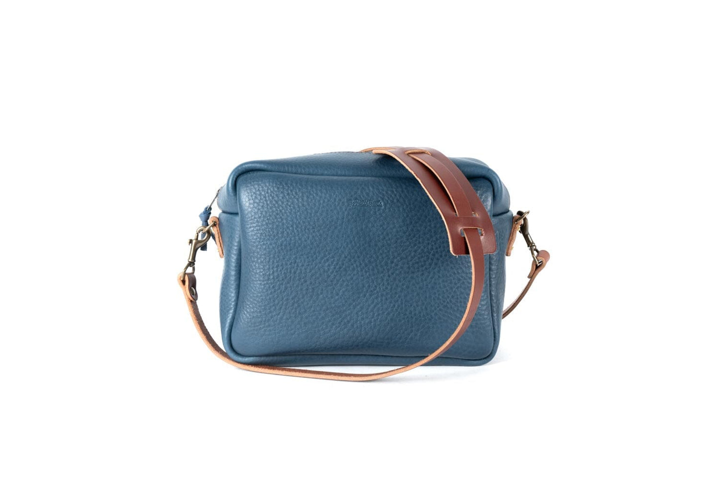 SARAH LEATHER CROSSBODY - LARGE - SMOKEY BLUE