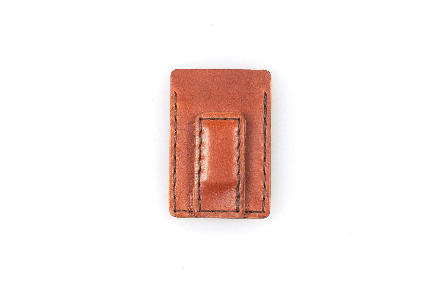 SLIM LEATHER CARD WALLET WITH MAGNETIC MONEY CLIP - IN STOCK