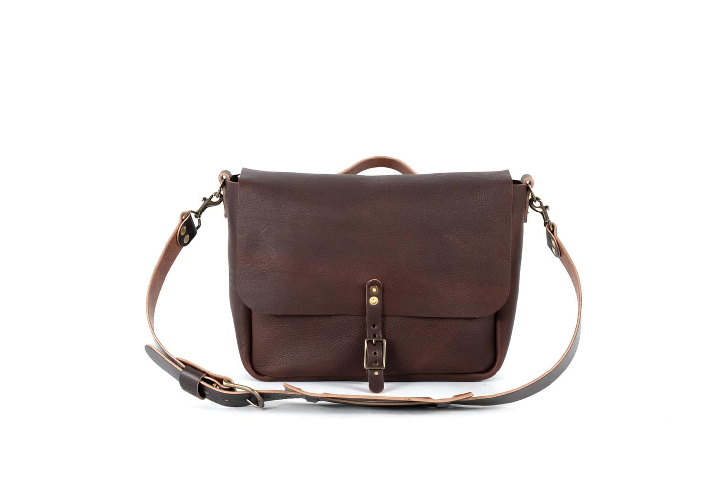 STEPHEN LEATHER MESSENGER BAG - SMALL - MOCHA