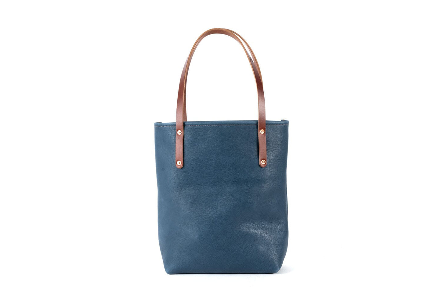 AVERY LEATHER TOTE BAG - SLIM LARGE - SMOKEY BLUE