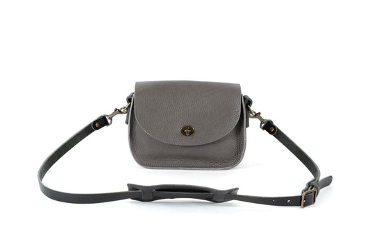 VIVIAN SATCHEL - LEATHER CROSSBODY - SMALL - LEAD GRAY