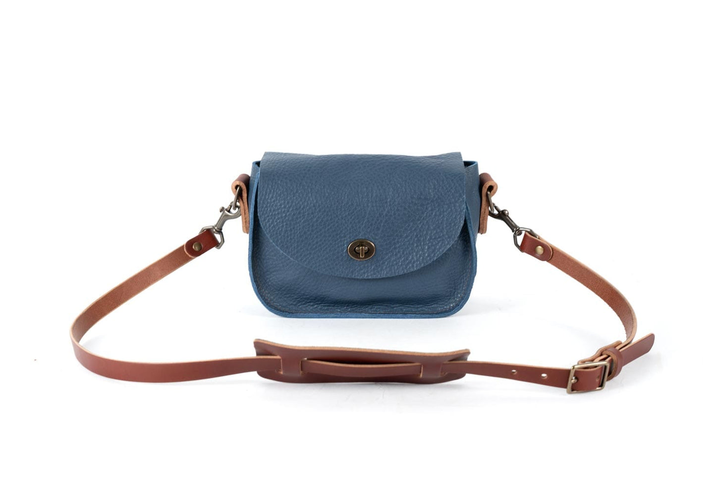 VIVIAN SATCHEL - LEATHER CROSSBODY - SMALL - SMOKEY BLUE - IN STOCK