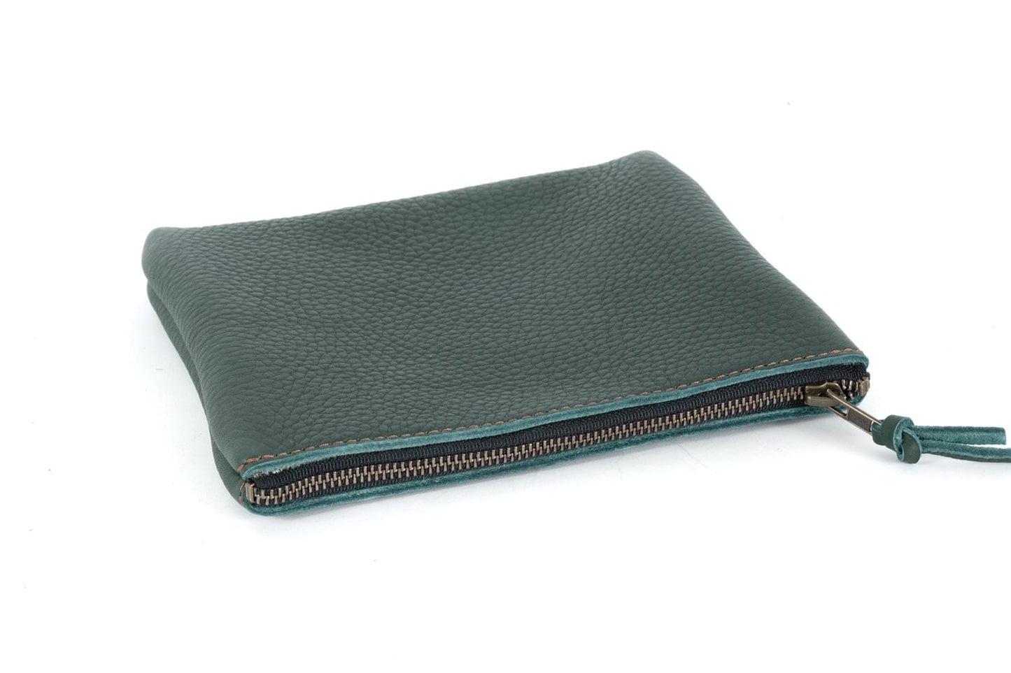 LEATHER TOP ZIPPER POUCH - MEDIUM