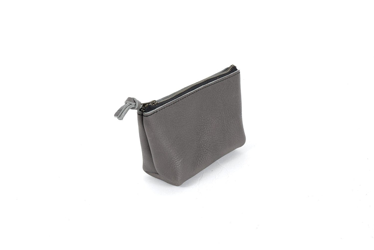 LEATHER ZIPPERED POUCH WITH GUSSET - SMALL