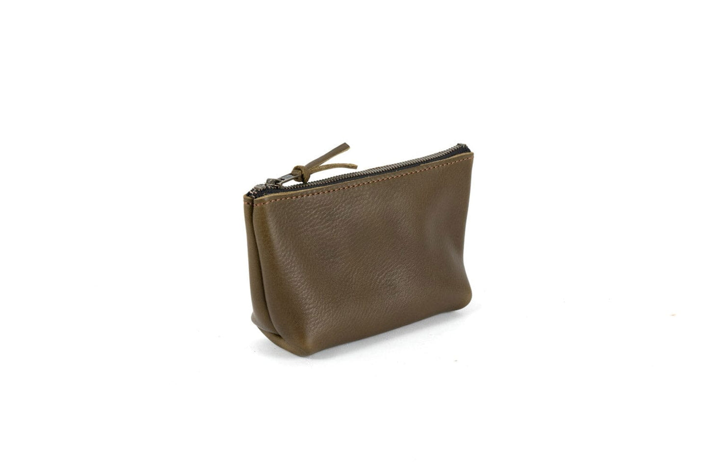 LEATHER ZIPPERED POUCH WITH GUSSET - SMALL