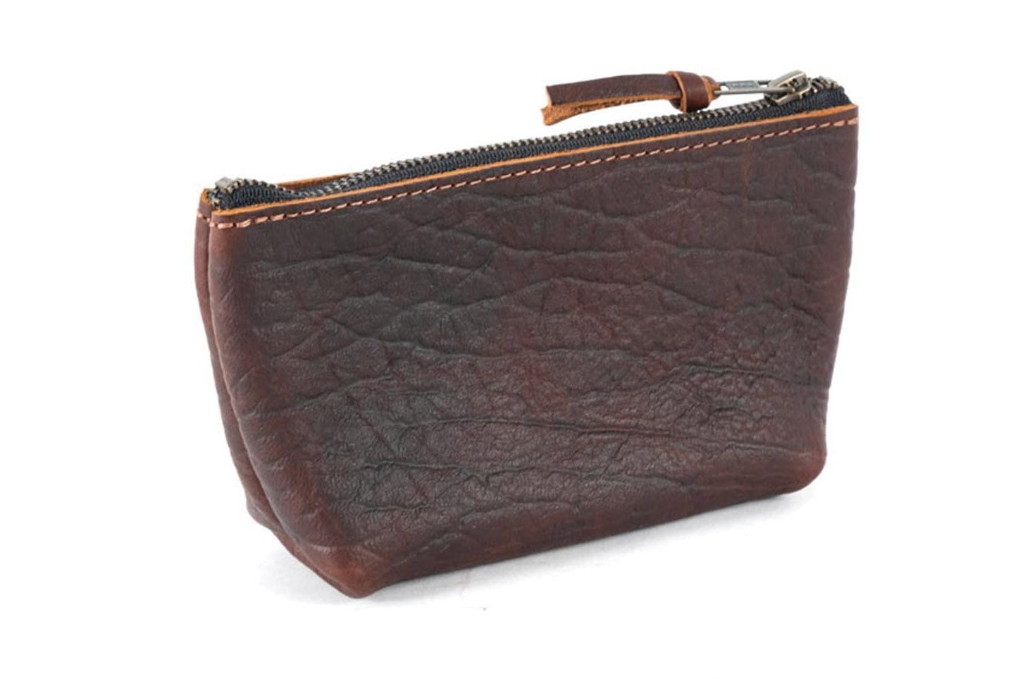 LEATHER ZIPPERED POUCH WITH GUSSET - LARGE