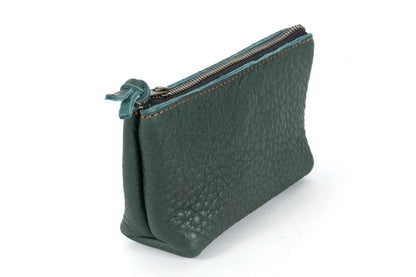 LEATHER ZIPPERED POUCH WITH GUSSET - LARGE