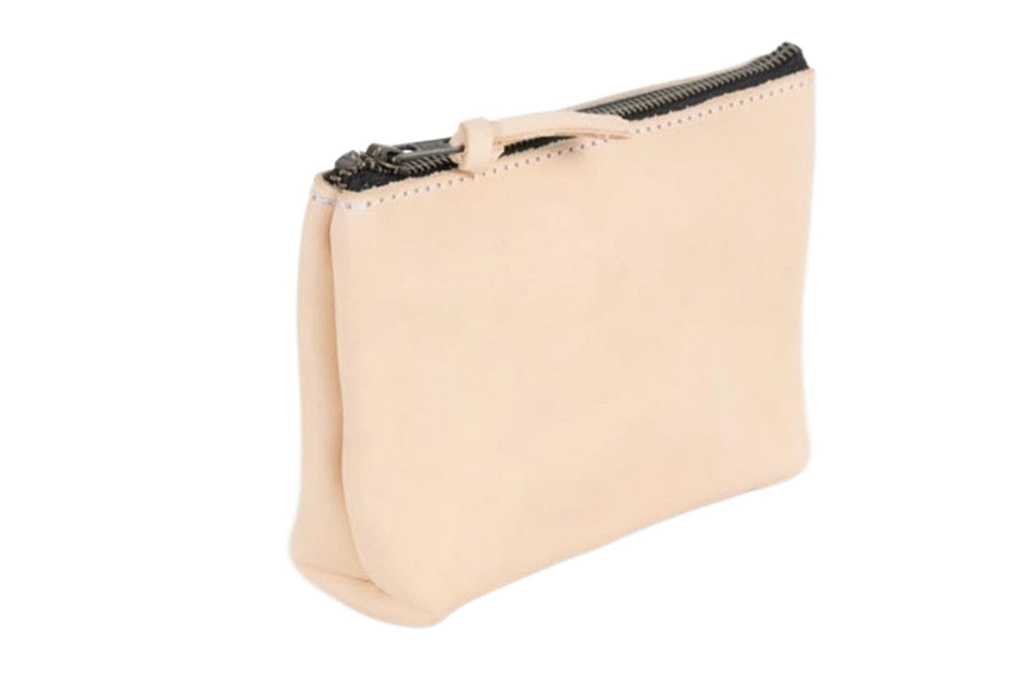 LEATHER ZIPPERED POUCH WITH GUSSET - SMALL