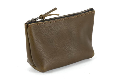 LEATHER ZIPPERED POUCH WITH GUSSET - LARGE