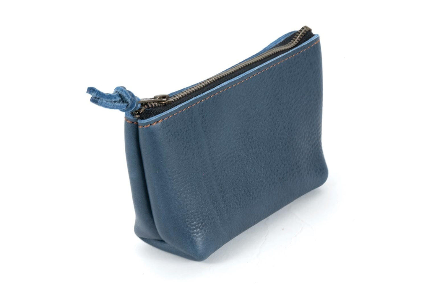 LEATHER ZIPPERED POUCH WITH GUSSET - LARGE