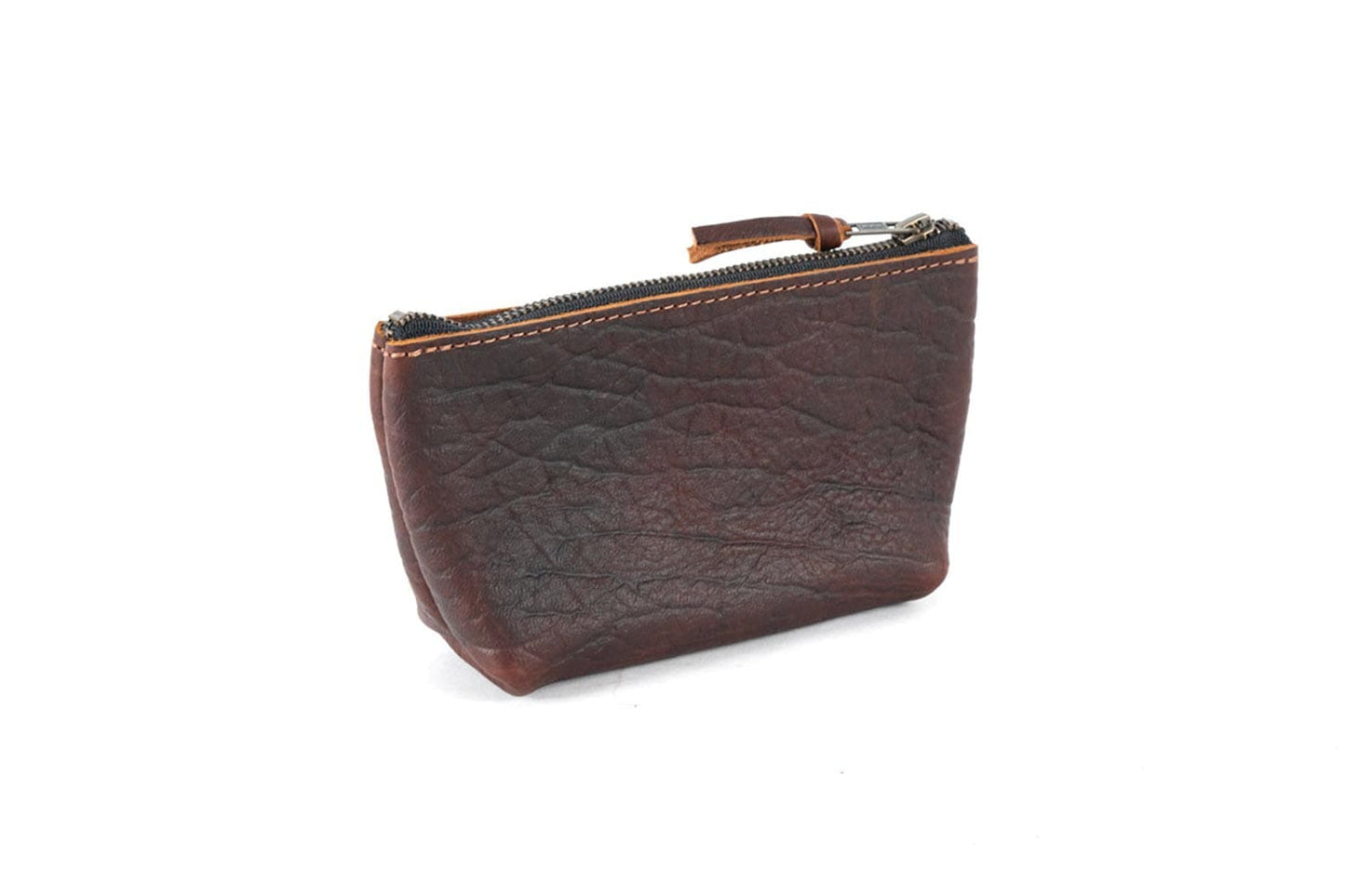 LEATHER ZIPPERED POUCH WITH GUSSET - SMALL