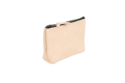 LEATHER ZIPPERED POUCH WITH GUSSET - SMALL