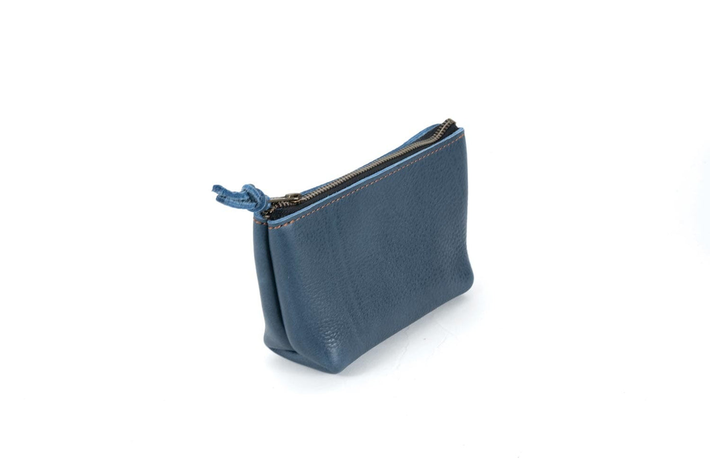 LEATHER ZIPPERED POUCH WITH GUSSET - SMALL