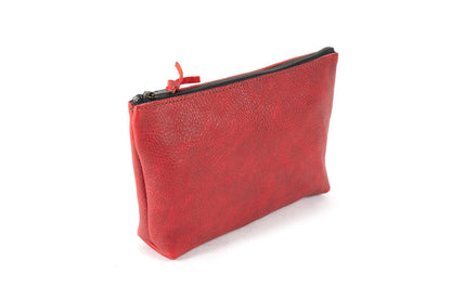 LEATHER ZIPPERED POUCH WITH GUSSET - LARGE