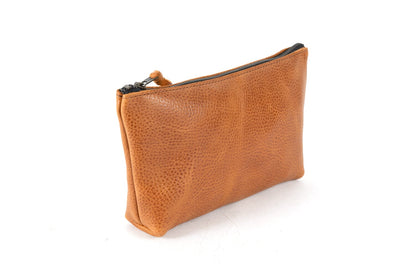 LEATHER ZIPPERED POUCH WITH GUSSET - LARGE