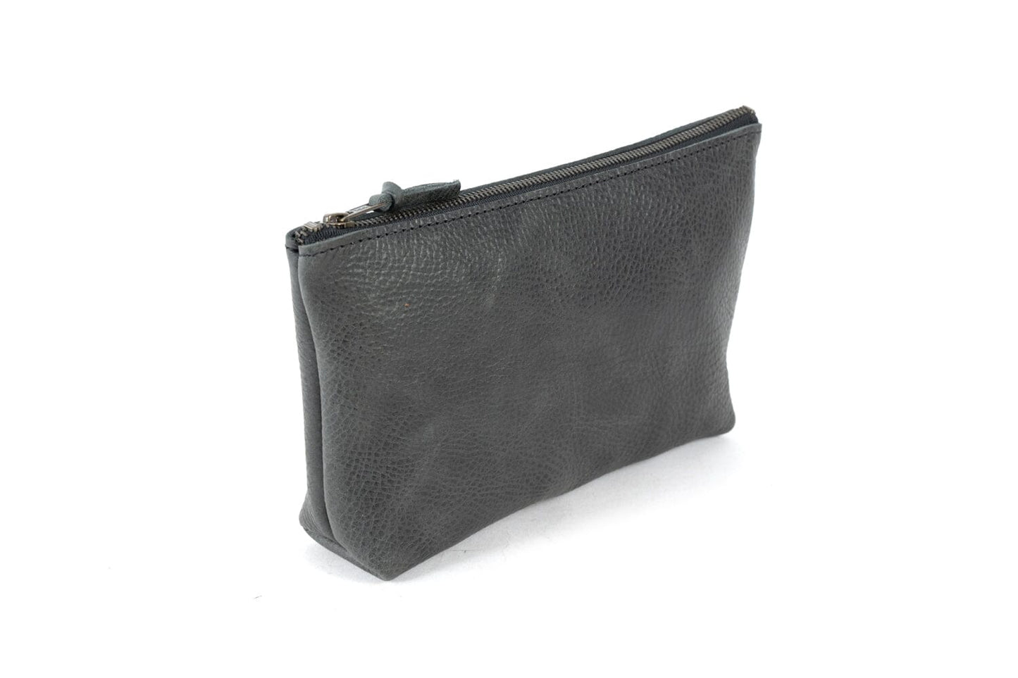 LEATHER ZIPPERED POUCH WITH GUSSET - LARGE