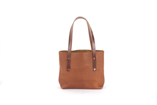 AVERY LEATHER TOTE BAG - SMALL - SADDLE