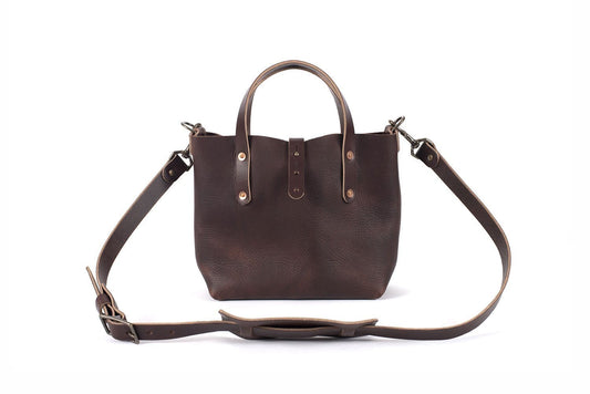 AVERY LEATHER TOTE BAG - MINI CROSSBODY - MOCHA