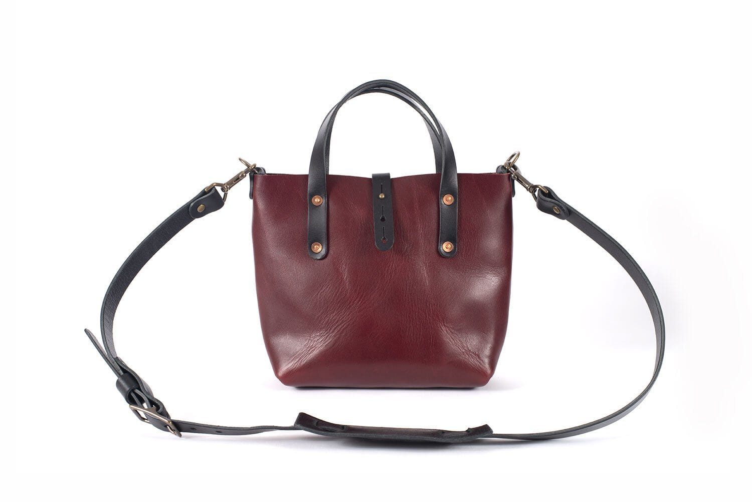 Go Forth Goods Avery Leather Tote Bag Mini Crossbody Oxblood