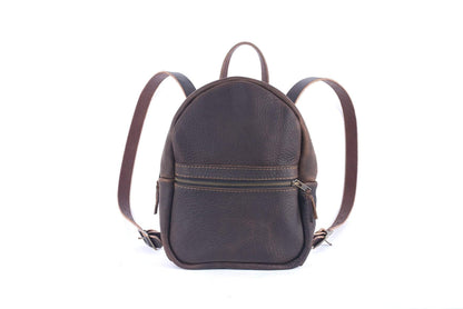 CLASSIC ZIPPERED SMALL LEATHER BACKPACK PURSE