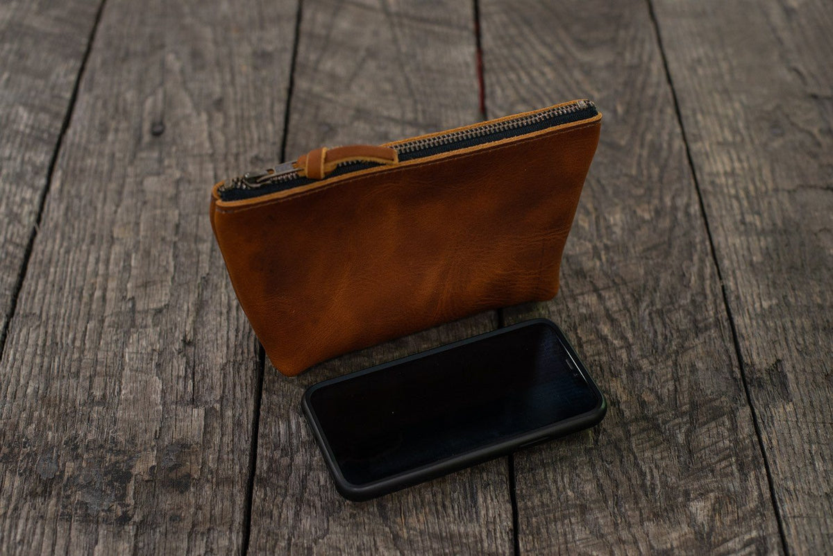 LEATHER TOP ZIPPER POUCH - Go Forth Goods ®