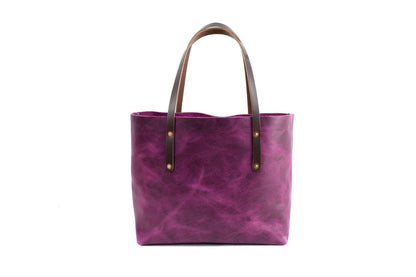 AVERY LEATHER TOTE BAG - LARGE - GRAPE BISON