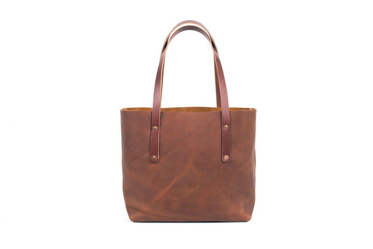 AVERY LEATHER TOTE BAG - MEDIUM - SADDLE