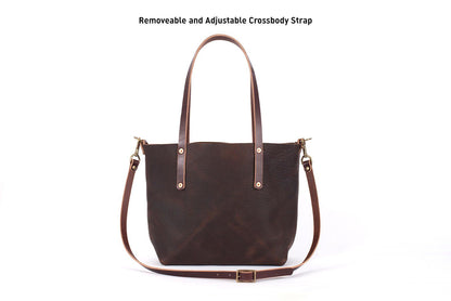 AVERY LEATHER TOTE BAG - SLIM MEDIUM - SADDLE