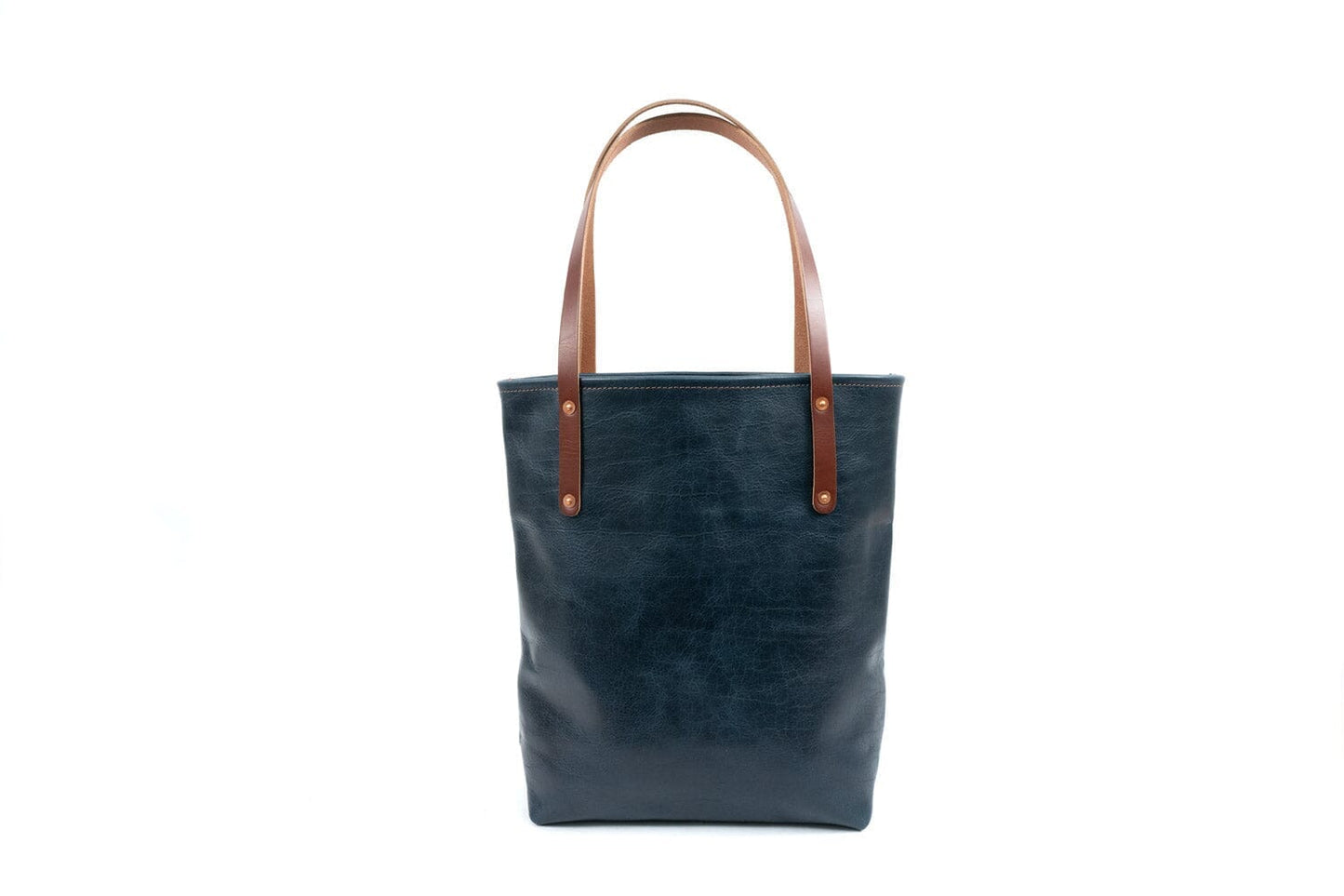 AVERY LEATHER TOTE BAG - SLIM LARGE - INDIGO BISON