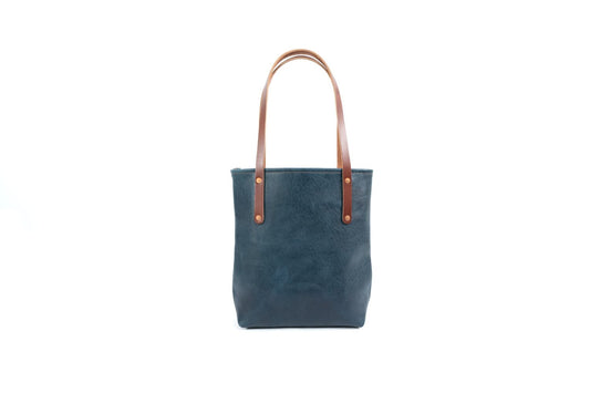 AVERY LEATHER TOTE BAG - SLIM MEDIUM - INDIGO BISON