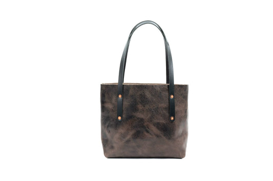 AVERY LEATHER TOTE BAG - SMALL - CHARCOAL BISON