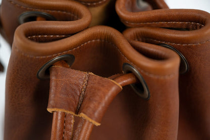 Leather Bucket Bag - Small - Tangerine Bison