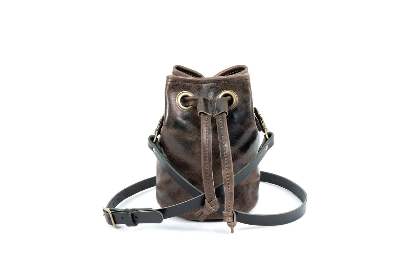 Leather Bucket Bag - Small - Charcoal Bison