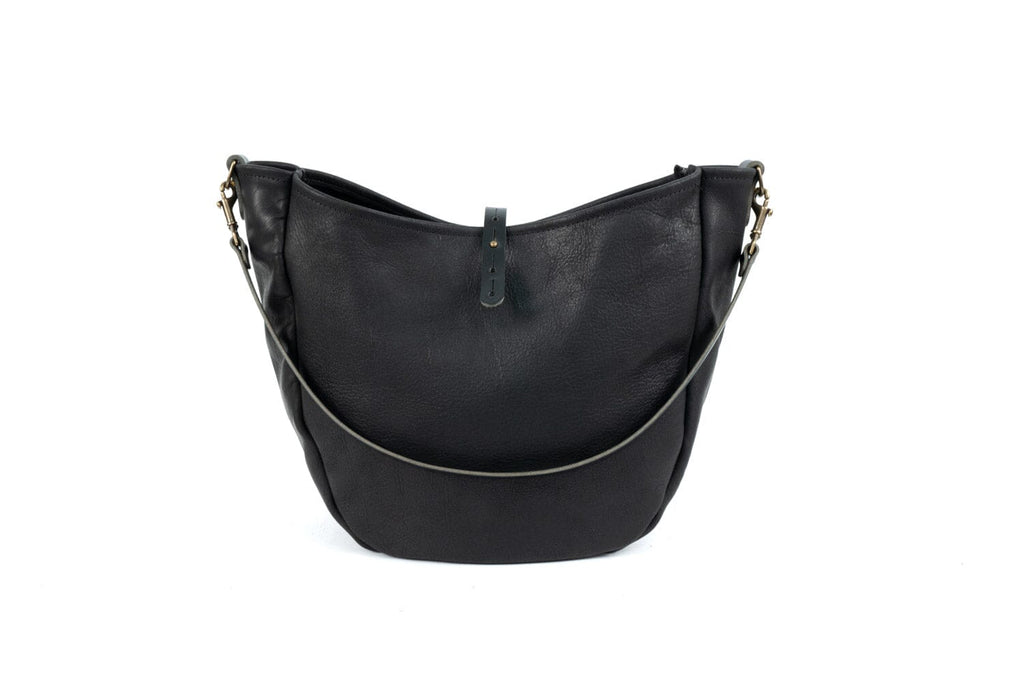 Large black leather hobo 2025 bag