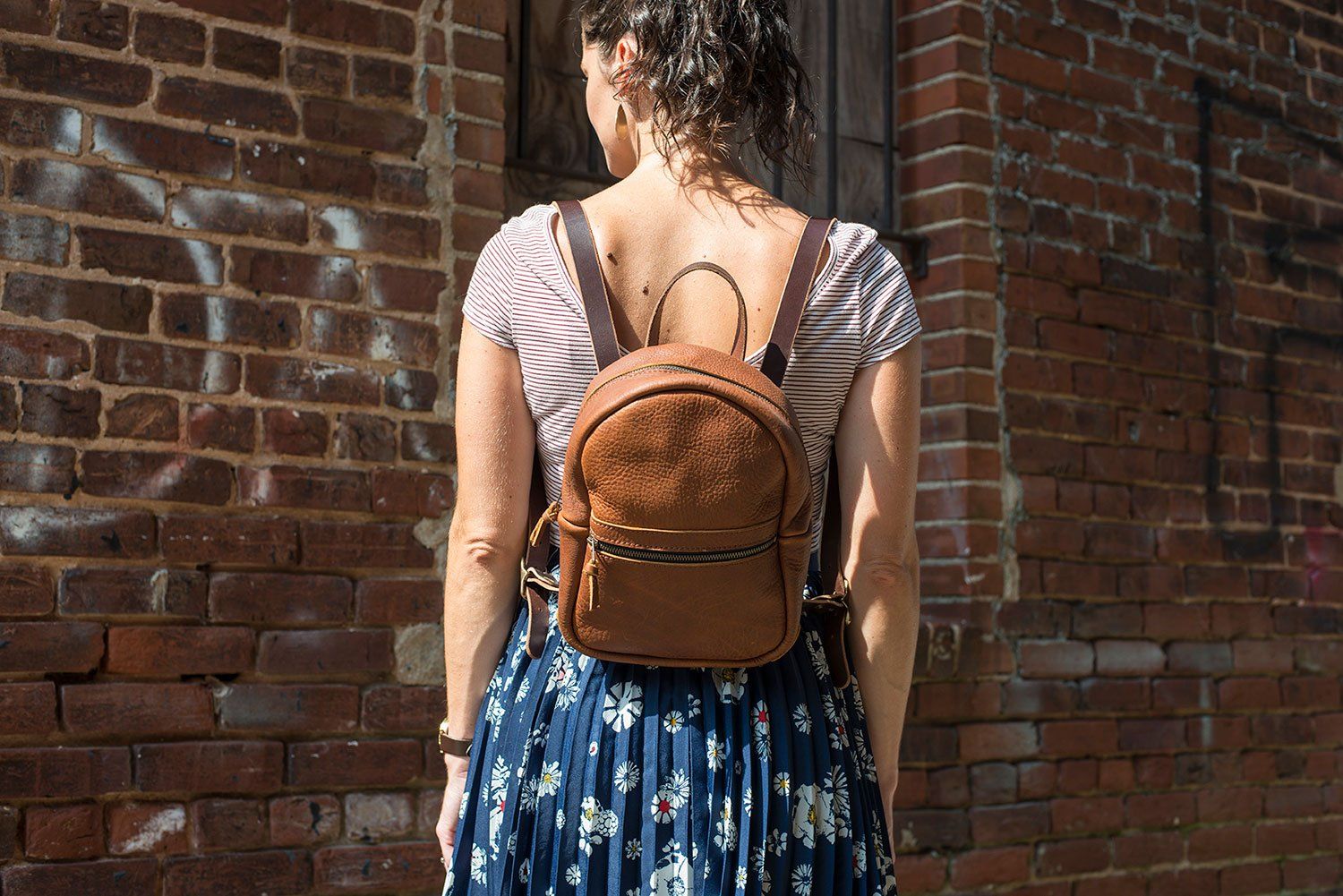 Small backpack in leather
