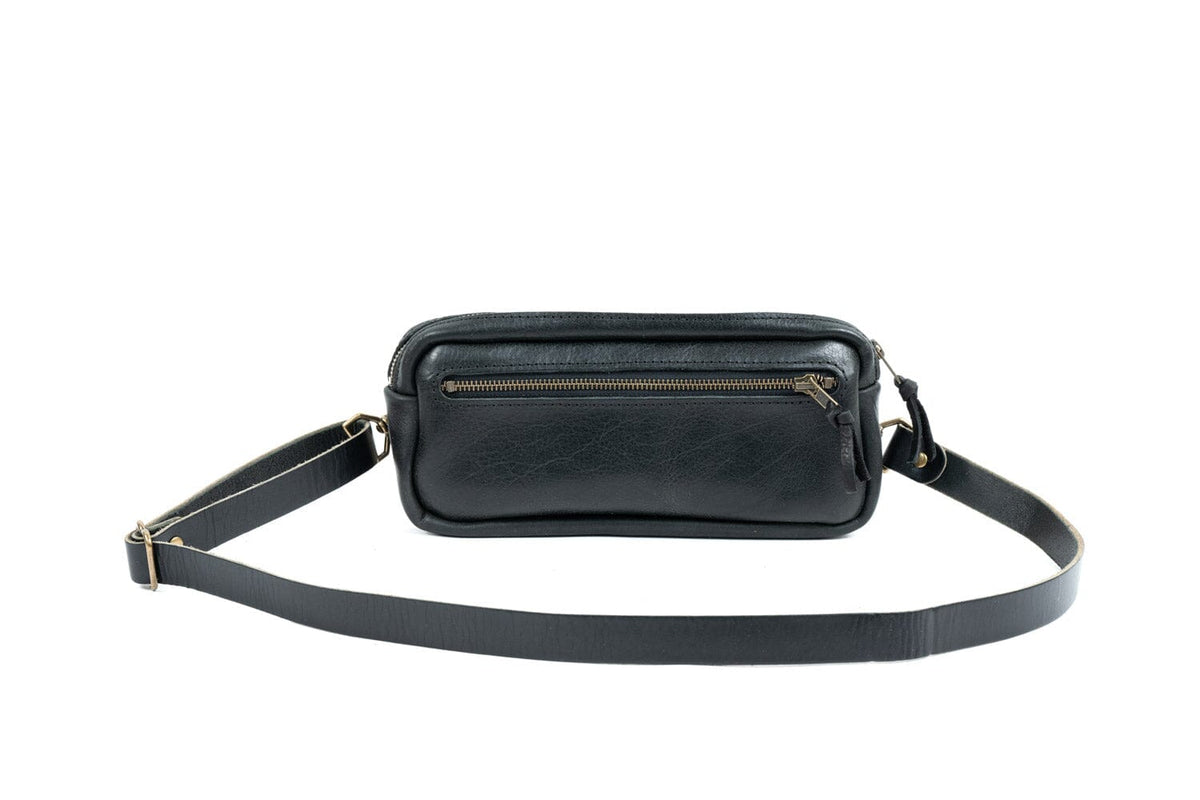 LEATHER FANNY PACK / LEATHER WAIST BAG - DELUXE - BLACK BISON - Go ...