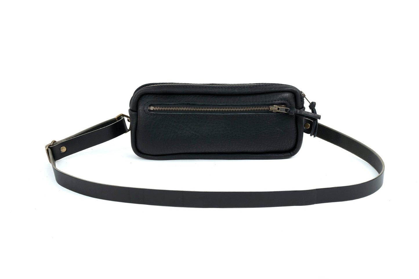 LEATHER FANNY PACK / LEATHER WAIST BAG - DELUXE - BLACK