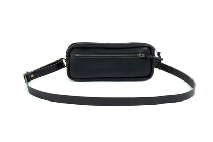 LEATHER FANNY PACK / LEATHER WAIST BAG - DELUXE - BLACK