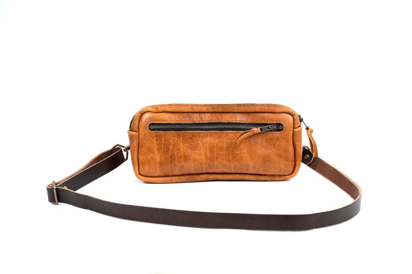 LEATHER FANNY PACK / LEATHER WAIST BAG - DELUXE - PEANUT BISON