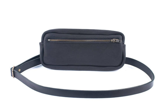 LEATHER FANNY PACK / LEATHER WAIST BAG - BLACK - IN STOCK