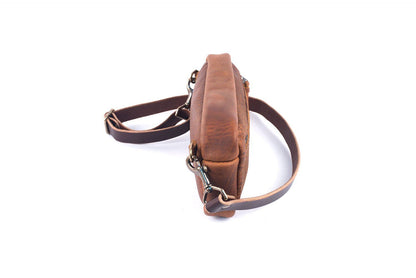 LEATHER FANNY PACK / LEATHER WAIST BAG - SADDLE