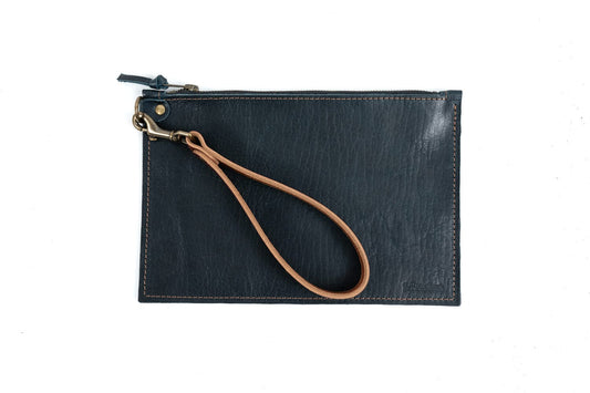 FELICITY ZIPPERED CLUTCH WITH WRISTLET SMALL - INDIGO BISON