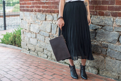 FELICITY ZIPPERED CLUTCH WITH WRISTLET LARGE - MOCHA