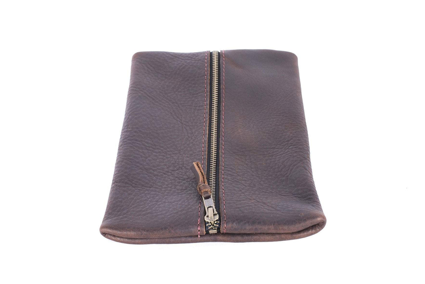 FLAT PACK ZIPPERED LEATHER POUCH