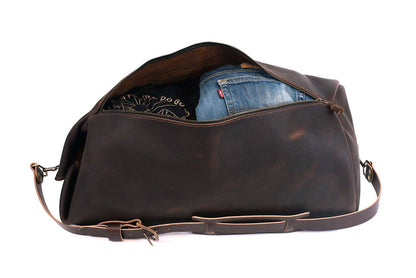 GUNNAR ZIPPERED LEATHER DUFFLE BAG - MILITARY STYLE DUFFLE BAG - IN STOCK