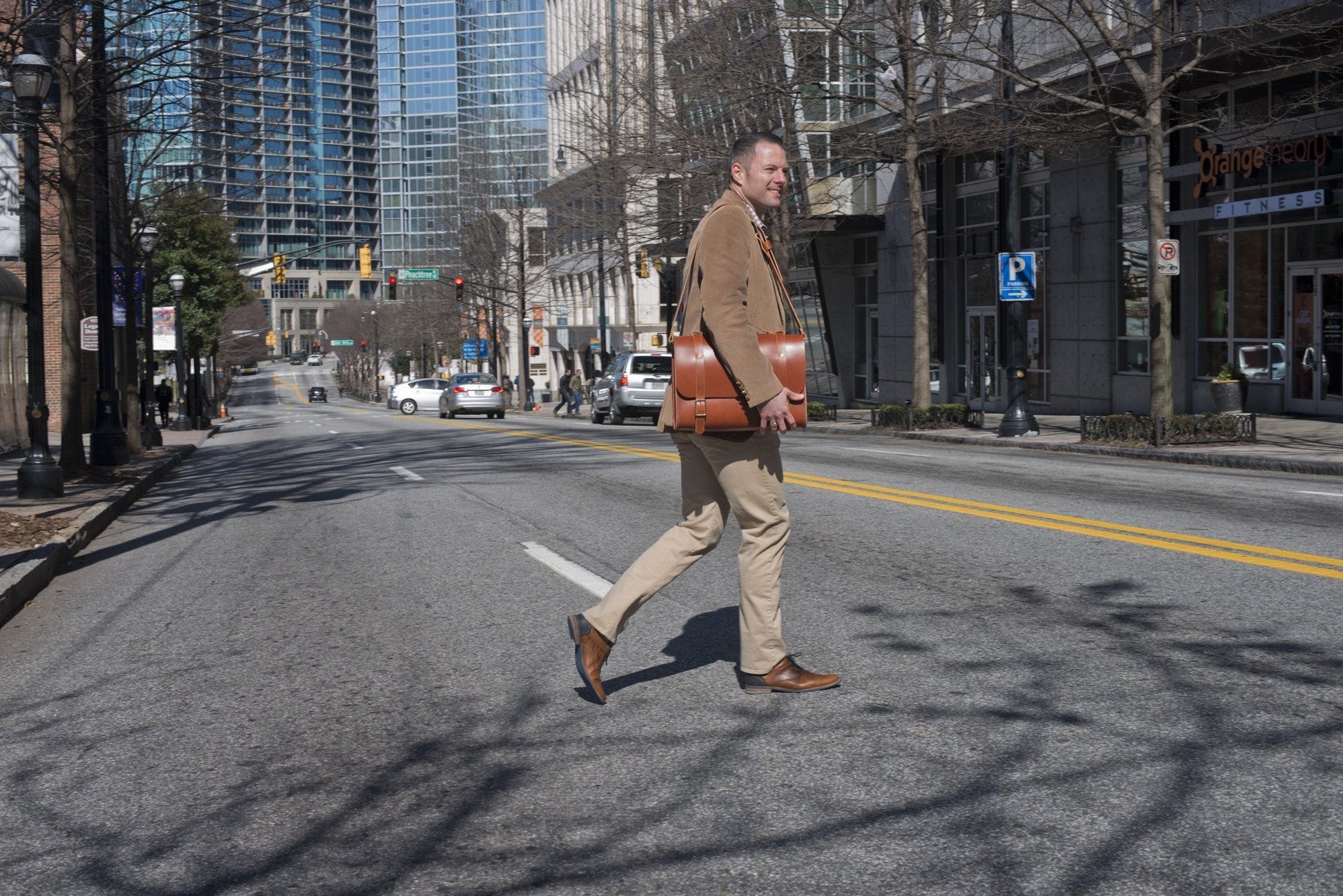 Handmade Leather briefcase - Cooper Satchel - saddle