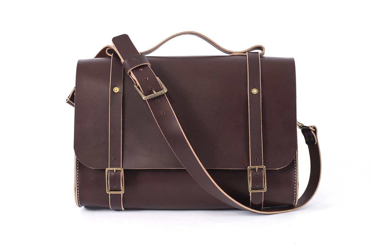 Handmade Leather briefcase - Cooper Satchel - Mocha