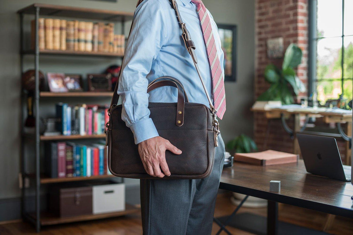 Handmade Slim Leather briefcase and laptop bag - Martin Briefcase - Go  Forth Goods ®