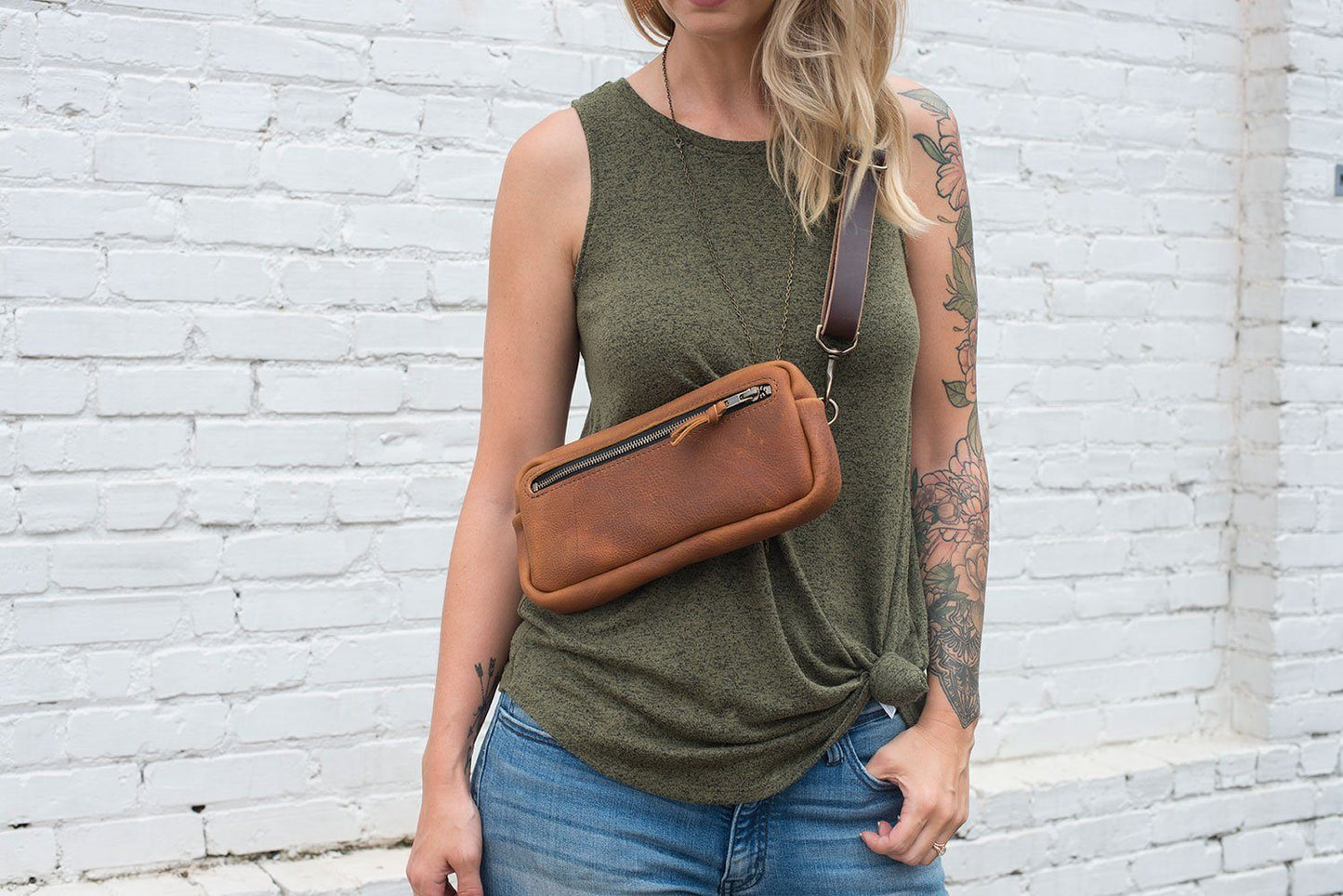 LEATHER FANNY PACK / LEATHER WAIST BAG - RAVEN